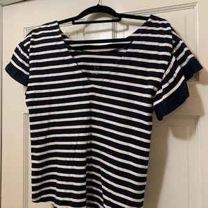 Blue & White Stripped V-Neck Tshirt